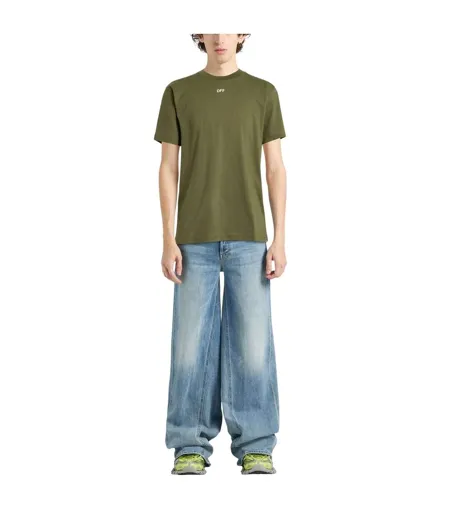 T-shirt Off Stamp Homme Blanc Vert Mousse Off White