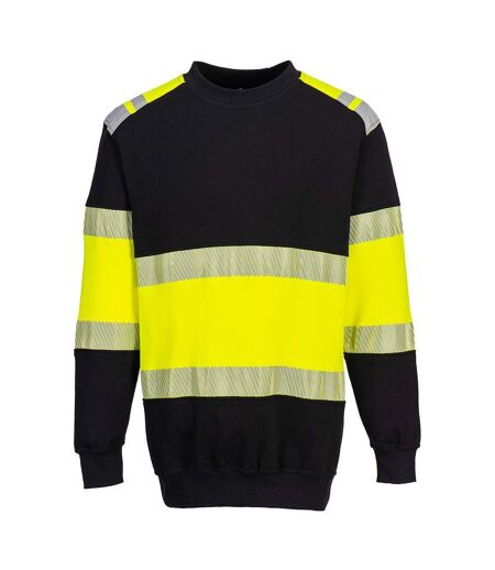 Unisex adult pw3 fr knitted modaflame hi-vis sweatshirt yellow/black Portwest