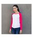 Skinnifit Womens/Ladies Long Sleeve Baseball T-Shirt (White / Hot Pink) - UTRW4731-3