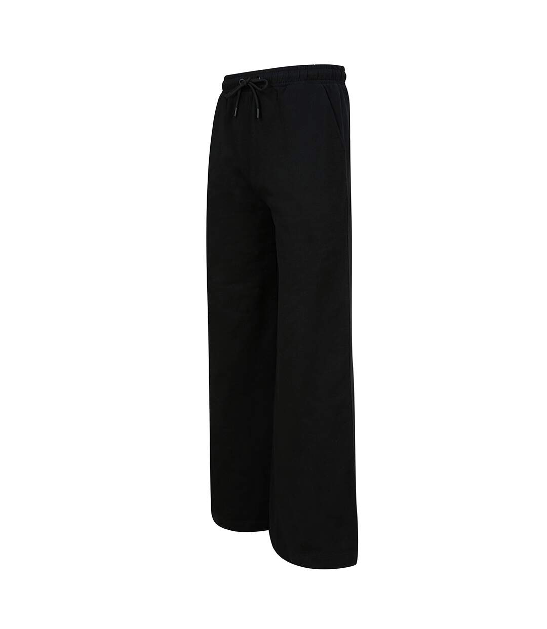 Womens/ladies Sustainable Wide Leg Jogging Bottoms Black Skinni Fit-3