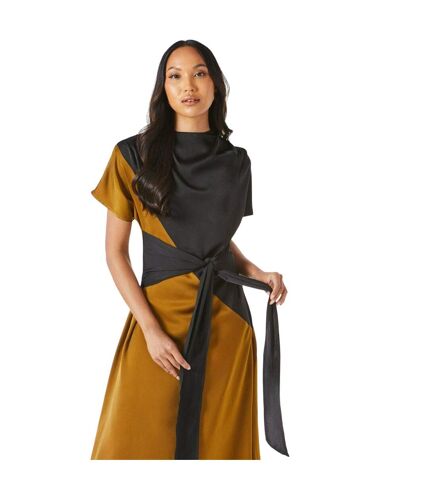 Womens/ladies contrast tie belt midi dress black Principles