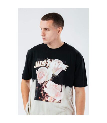 Hype Mens Rose Fire Oversized T-Shirt (Noir/Crème) - UTHY6641