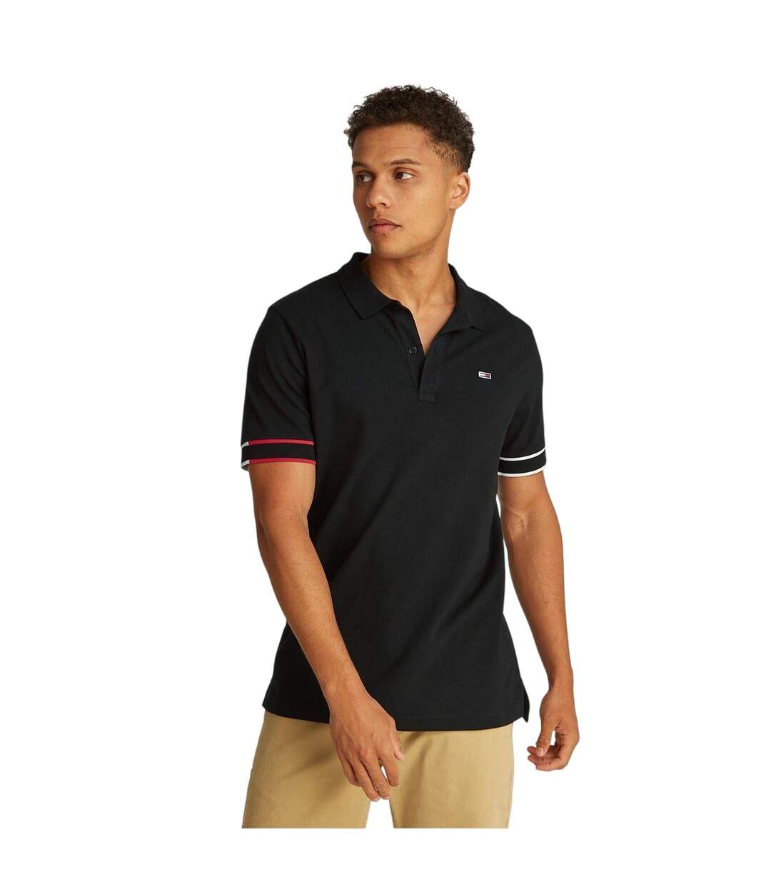 Mens Graphic Slim Short-sleeved Polo Shirt Black Tommy Jeans-3
