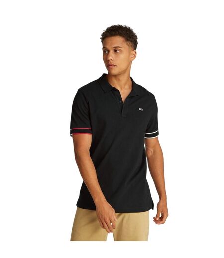 Mens Graphic Slim Short-sleeved Polo Shirt Black Tommy Jeans