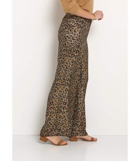 Pantalon large fluide imprimé léopard