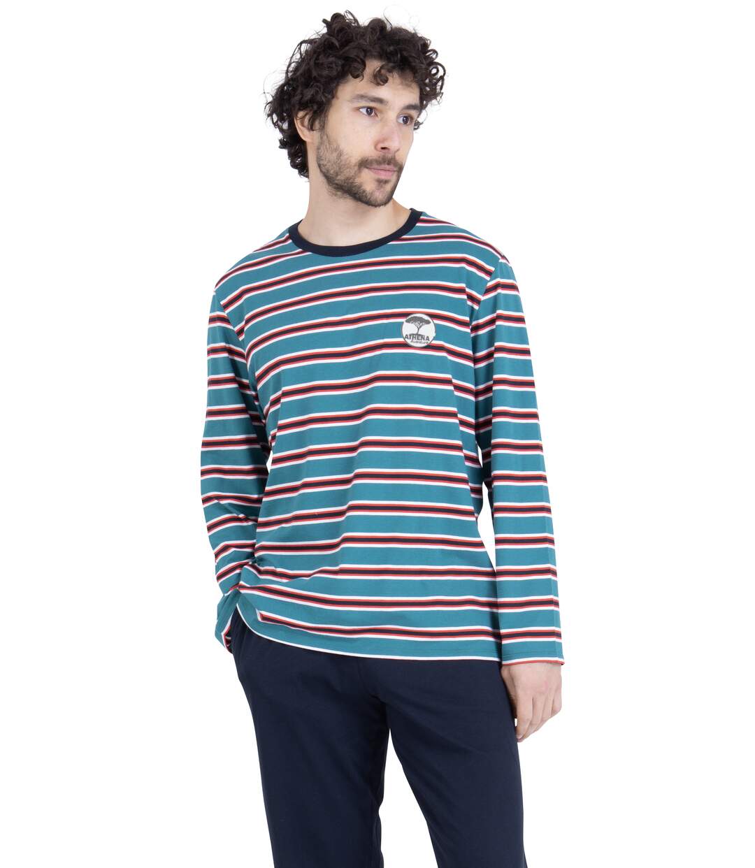 Pyjama long homme Rayures Aventure Athena-1