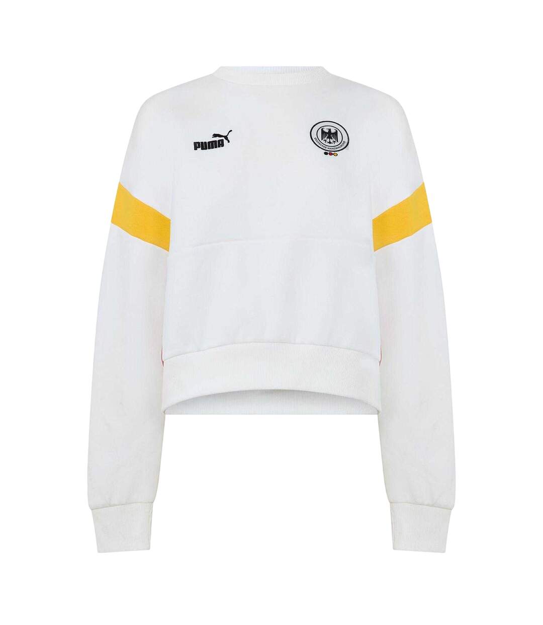 Womens/ladies Dhb Archive Crew Neck Crop Sweatshirt White Black Puma-1