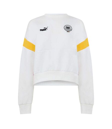 Womens/ladies Dhb Archive Crew Neck Crop Sweatshirt White Black Puma
