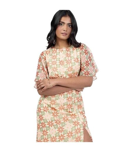 Robe Longue Motif/style Floral Femme Blanc Doré Anaya With Love