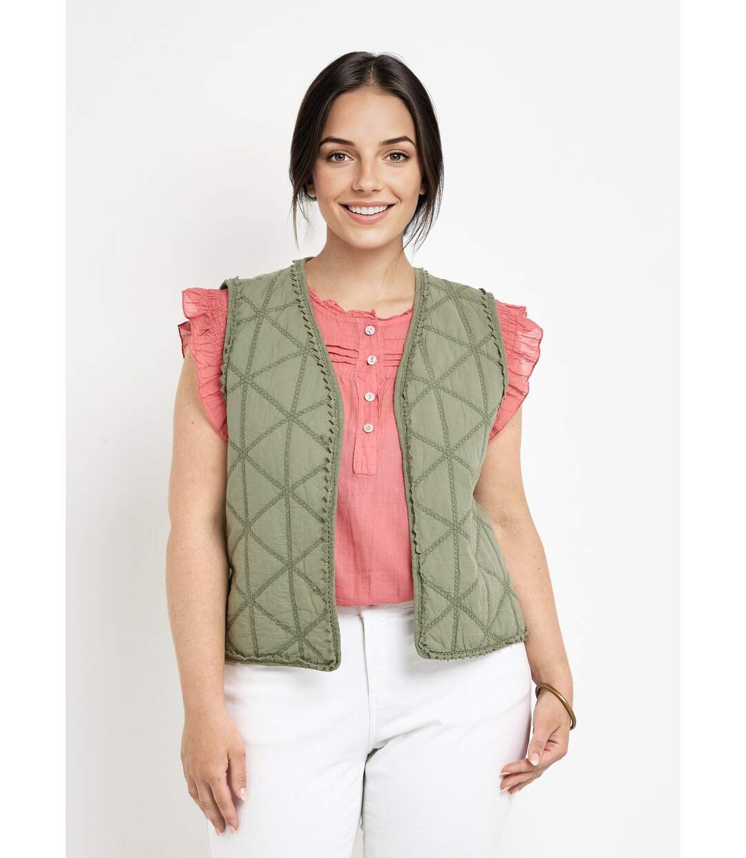 Veste matelassée brodée sans manches-1