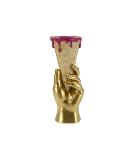 Vase Déco en Résine Cône 31cm Or