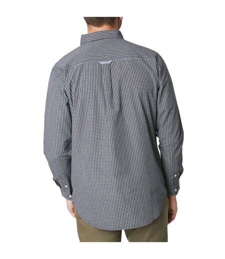 Mens mini grid check long-sleeved shirt navy Maine