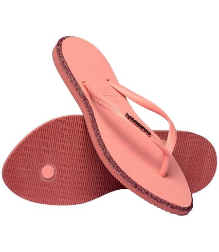 Womens/ladies Glitter Pointed Flip Flops Blossom Clay Havaianas