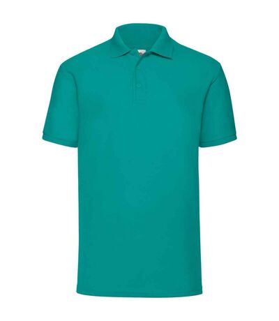 Mens pique polo shirt emerald Fruit of the Loom