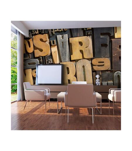 Papier Peint XXL Lettres en Bois 270x550cm