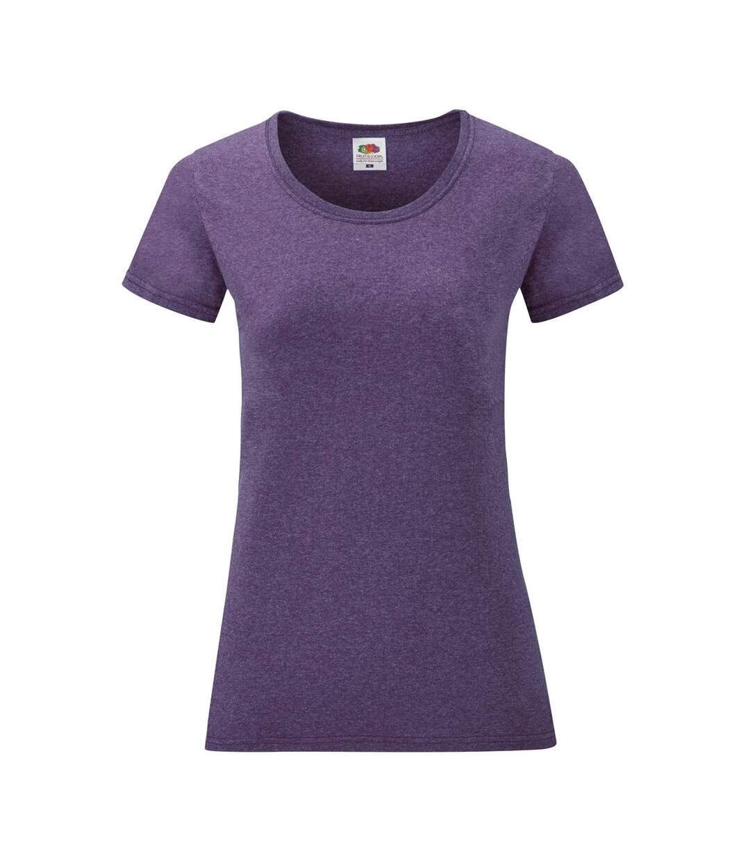 T-shirt manches courtes femme violet chiné Fruit of the Loom