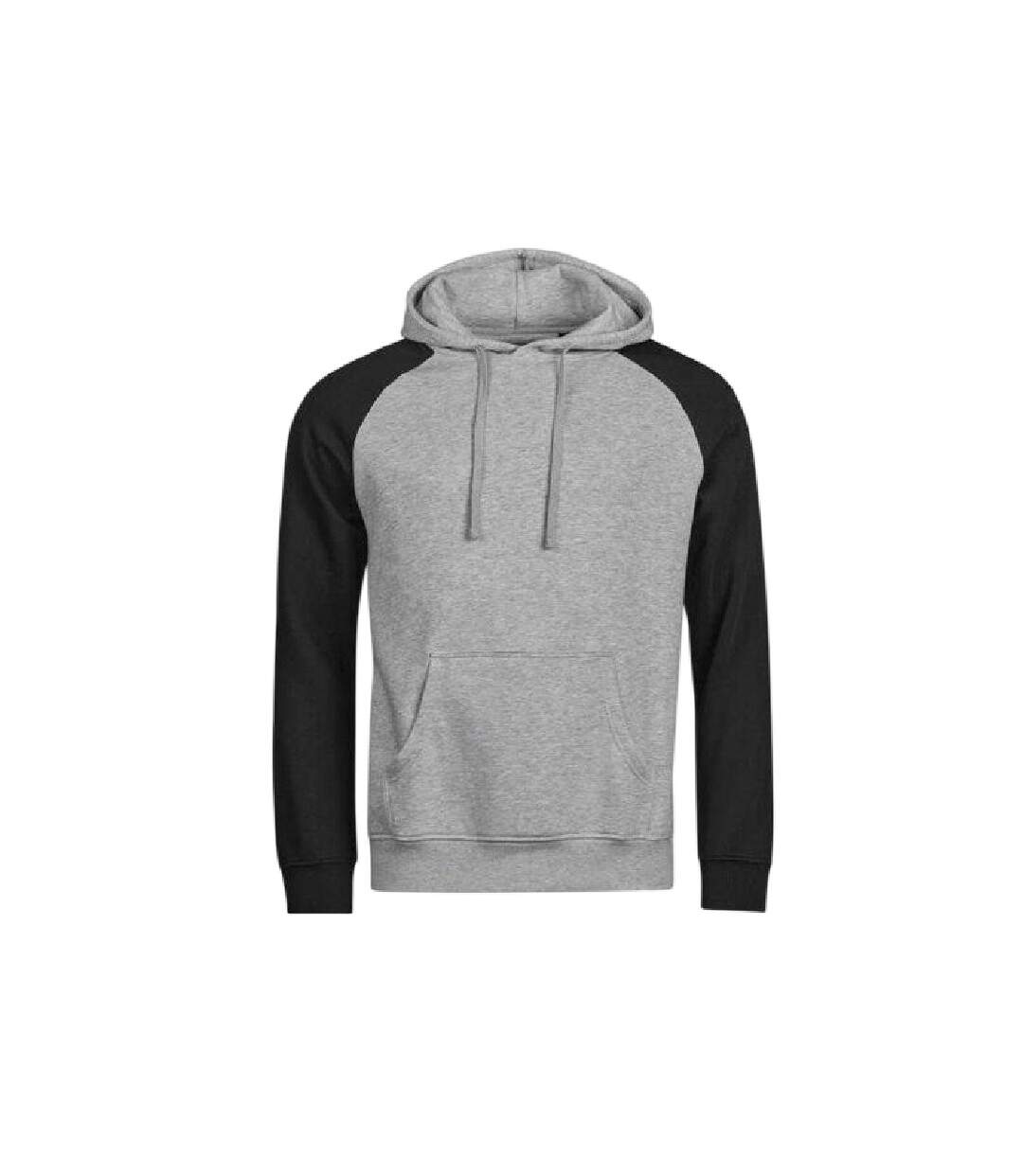 Sweat À Capuche Manches Raglan Unlabeled Homme Gris Chiné Noir Tee Jays-1