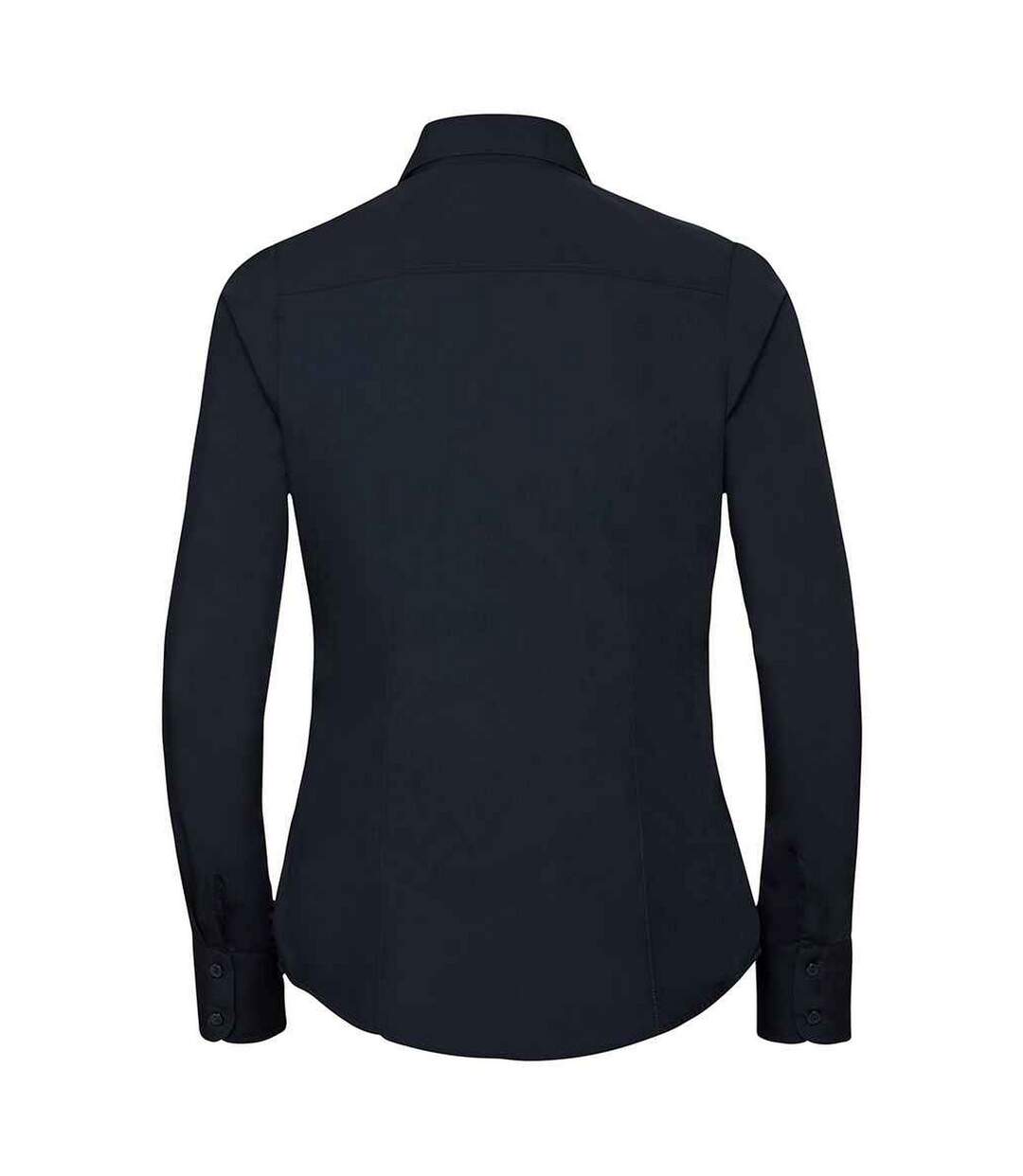 Womens/ladies Poplin Fitted Long-sleeved Formal Shirt French Navy Russell Collection-2