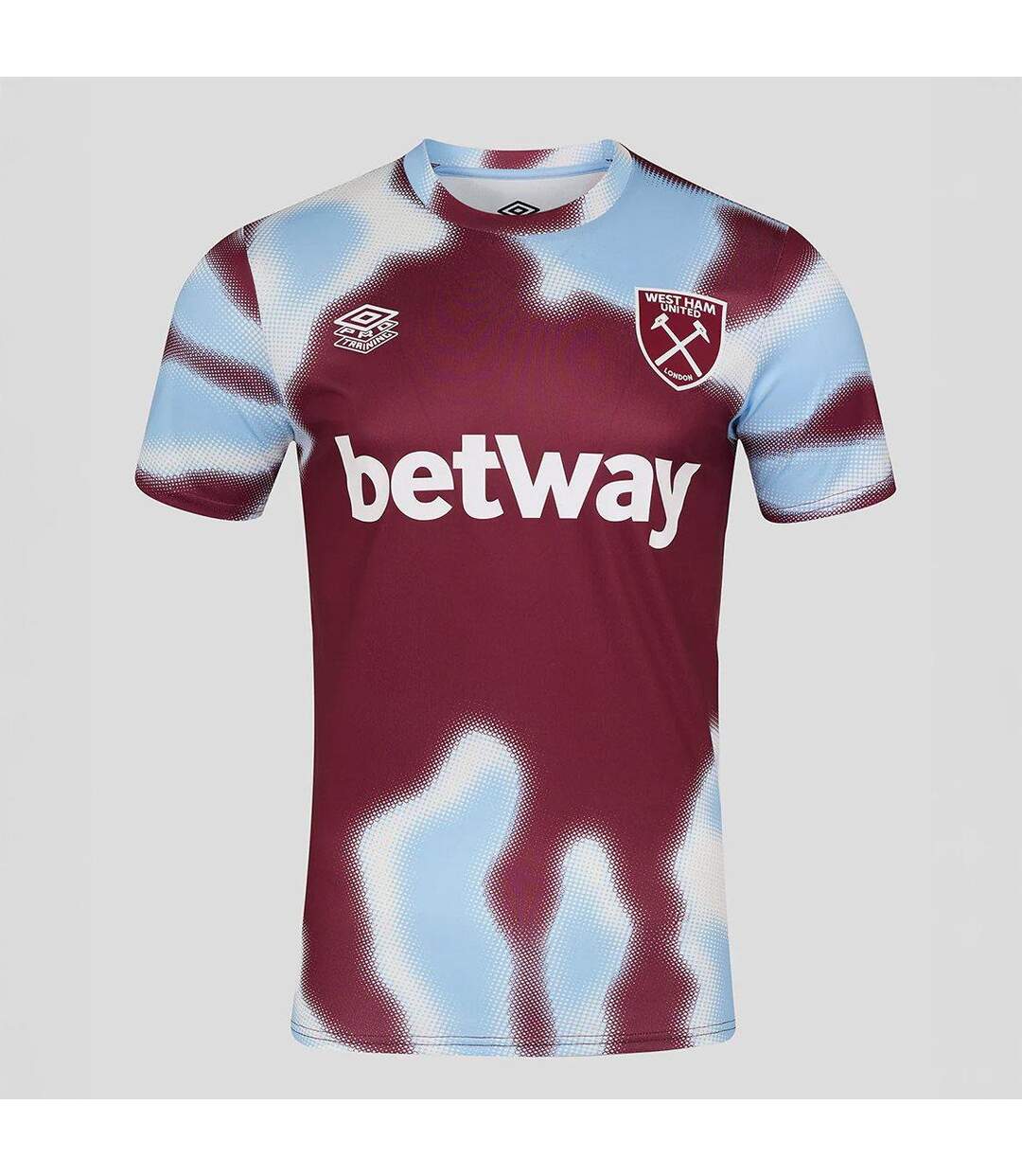 Mens 24/25 west ham united fc warm up jersey new claret/cerulean/brilliant white Umbro-1