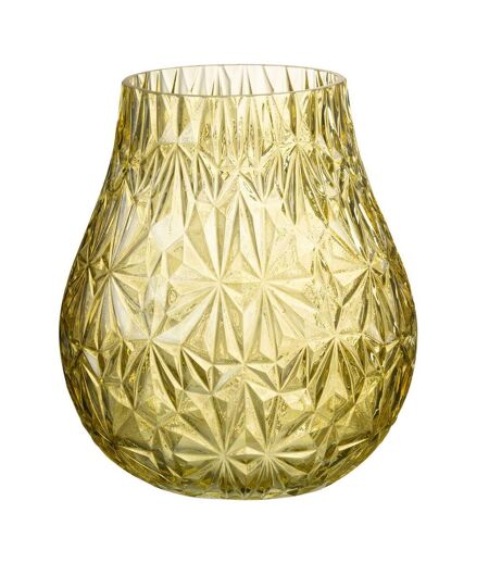 Vase Design en Verre Diamant 22cm Jaune