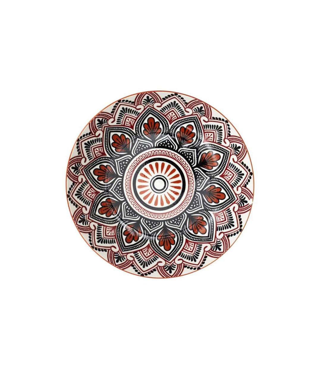 Lot de 6 Assiettes Creuses Mandala 20cm Orange-1