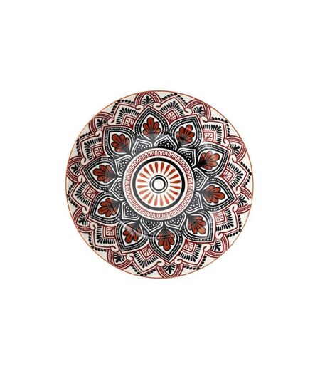 Lot de 6 Assiettes Creuses Mandala 20cm Orange