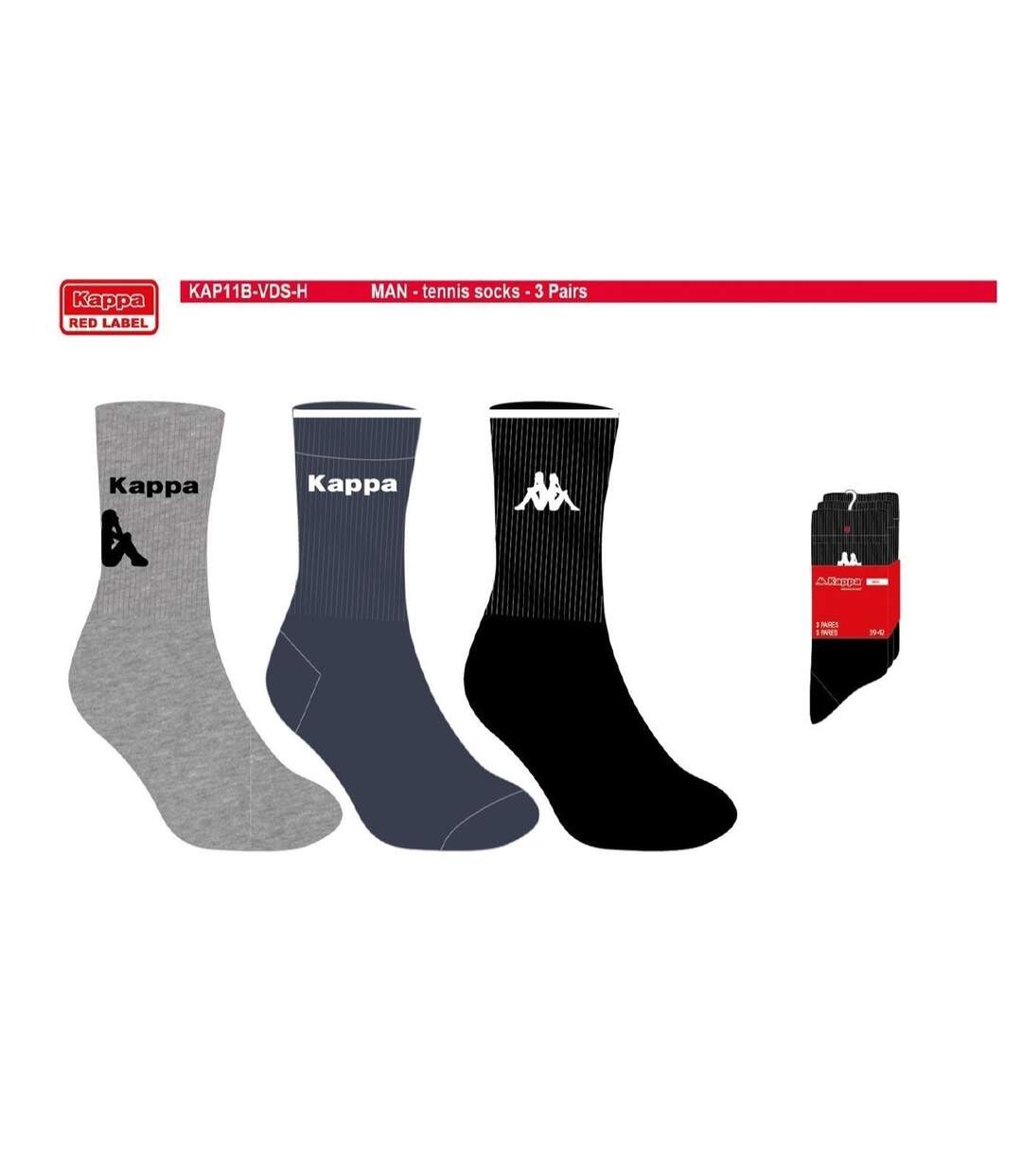 Chaussettes Homme TENNIS KAPPA Lot de 6 Pack de 6 Paires 7475-4