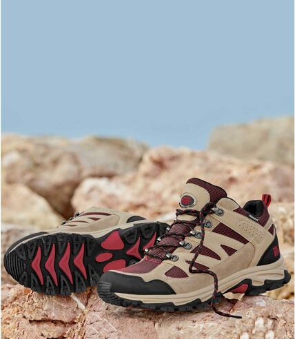 Men's Mid-Rise Hiking Shoes - Beige Black Red
