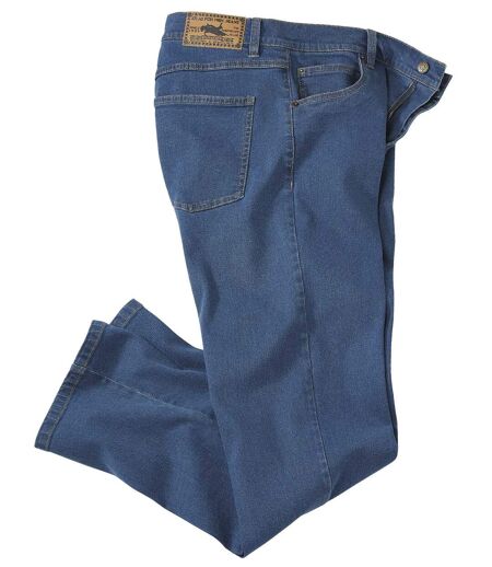 Modré strečové džíny rovného střihu Regular