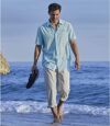 Men's Ocean Blue Striped Shirt Atlas For Men