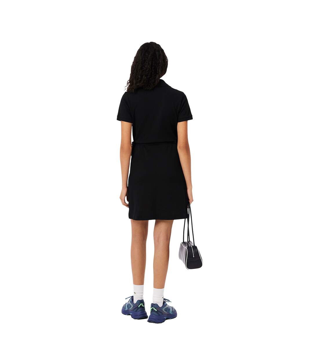 Robe Portefeuille Manches Courtes Femme Noir Lacoste-2