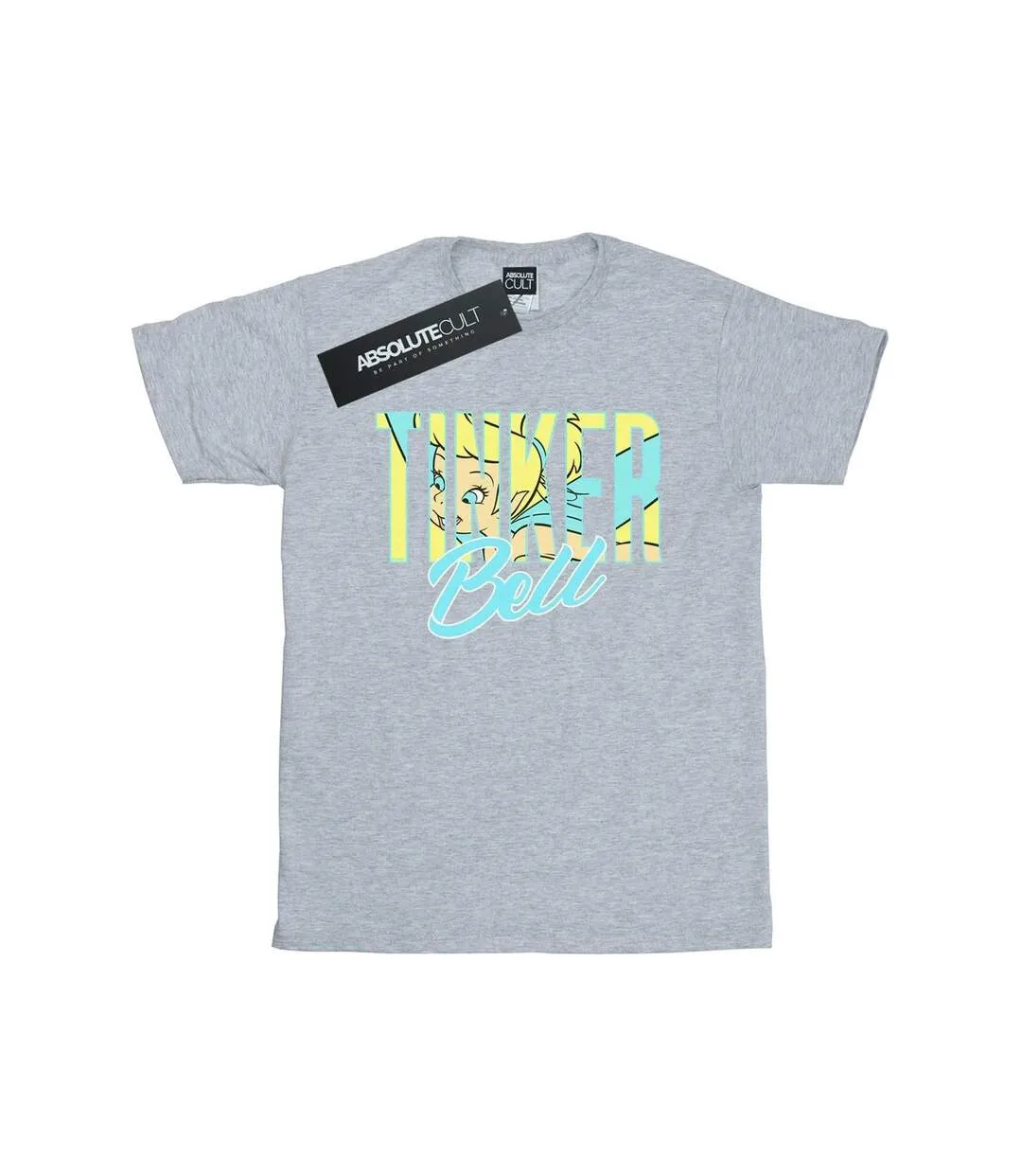 Disney T-shirt boyfriend en coton pour dames et messieurs avec mots de la fée Clochette (Gris sportif) - UTBI46478-1