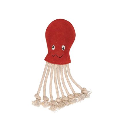 Inky the octopus suede rope dog toy one size red/beige Benji & Flo