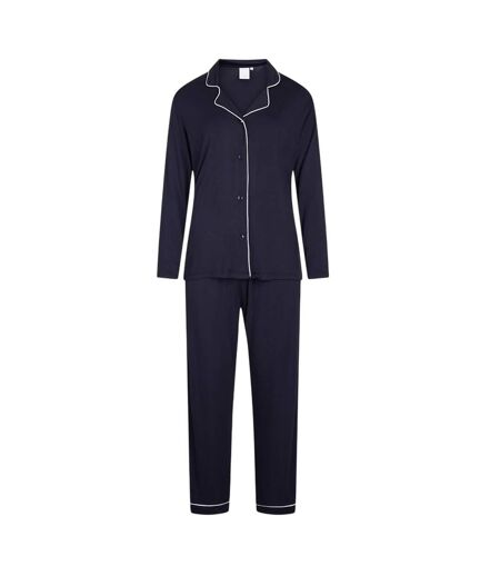 Womens/ladies Joy Piped Relaxed Fit Long-sleeved Long Pyjama Set Parisian Night CCDK Copenhagen