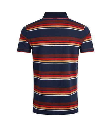 Mens sunbury stripe organic cotton polo shirt dark blue Weird Fish