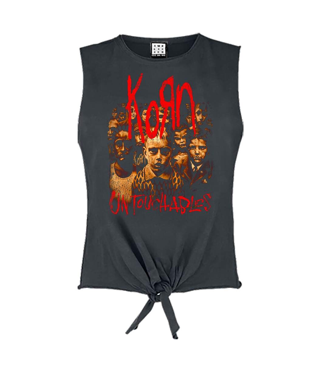 Womens/ladies Untouchables Korn Sleeveless T-shirt Charcoal Amplified-1