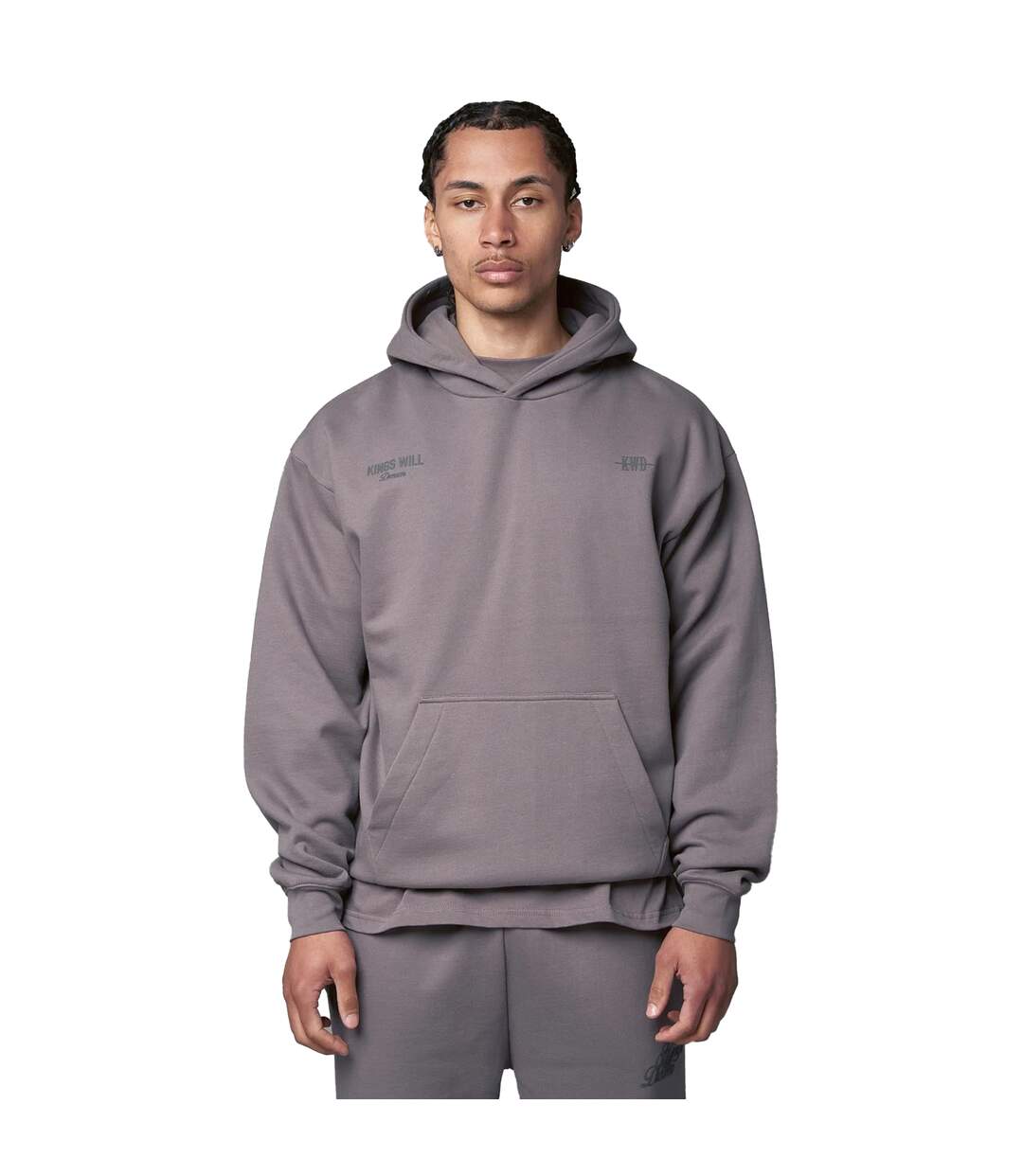 Mens Studio Garment District Back Print Hoodie Grey Kings Will Dream-2
