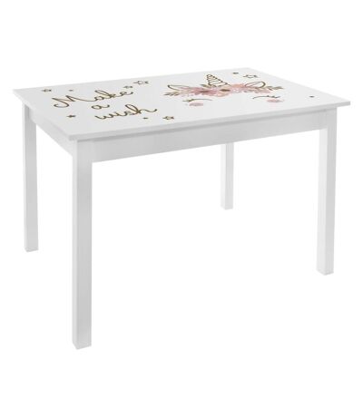 Bureau table enfant Print Douceur - L. 77 x H. 48 cm - Blanc et rose