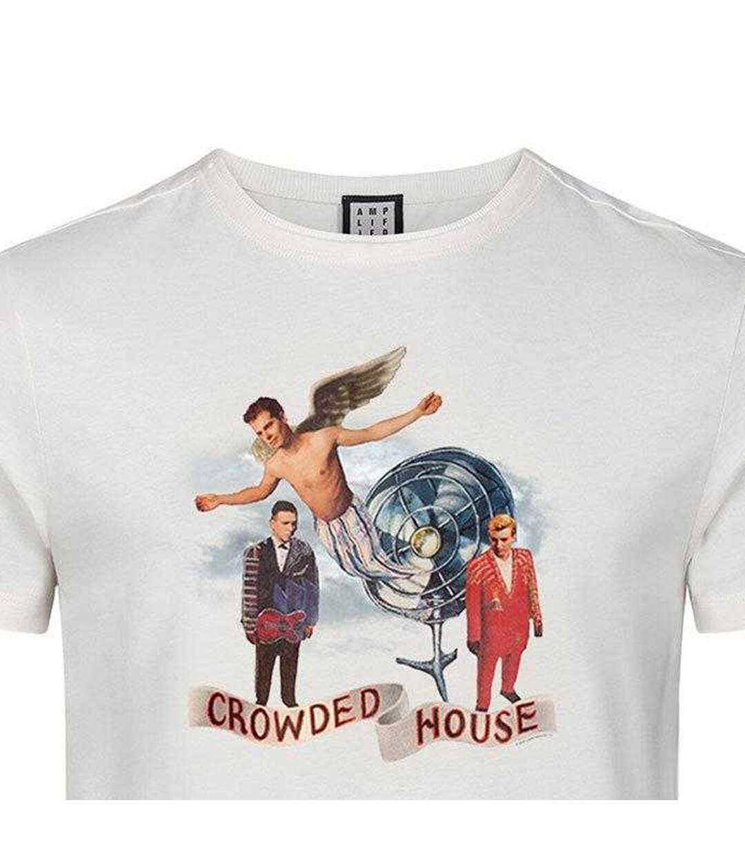 Unisex Adult Crowded House Fan Banner T-shirt Vintage White Amplified-3