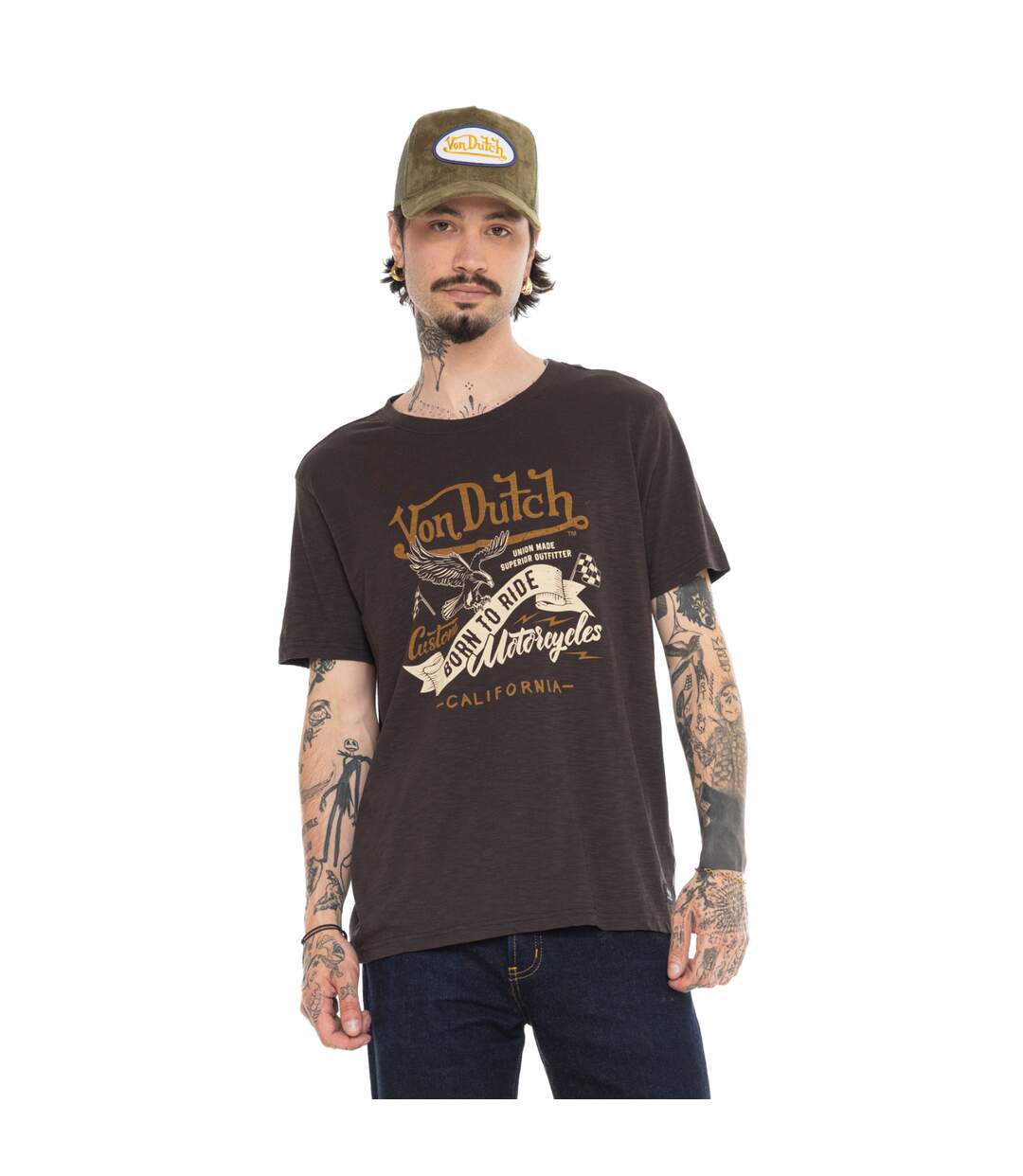 T-shirt homme regular en slub heavy wash print devant Pedro Vondutch-1