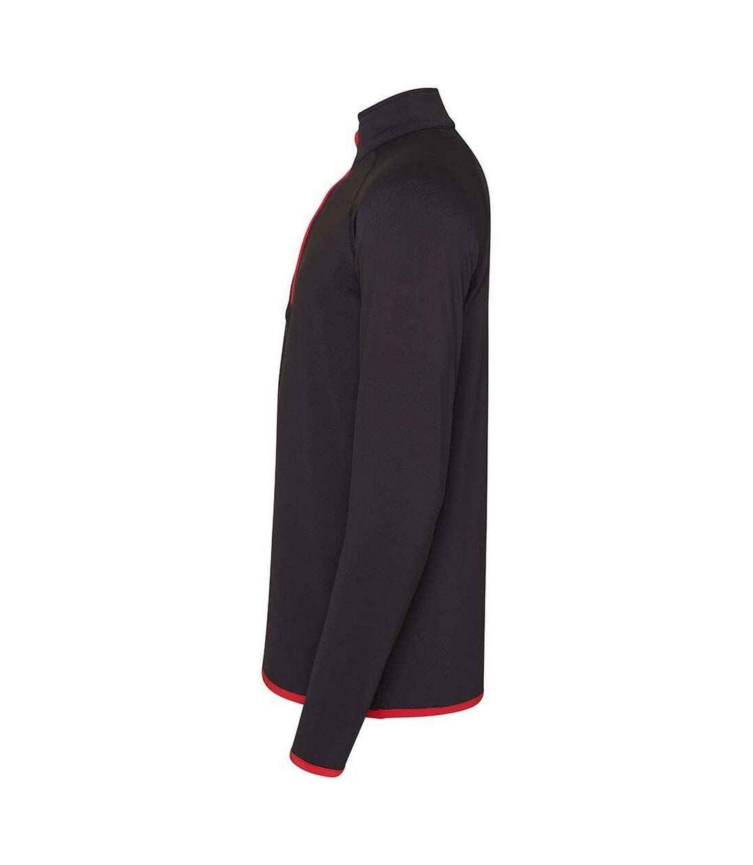 Mens half zip sweat top jet black/fire red AWDis Cool-2