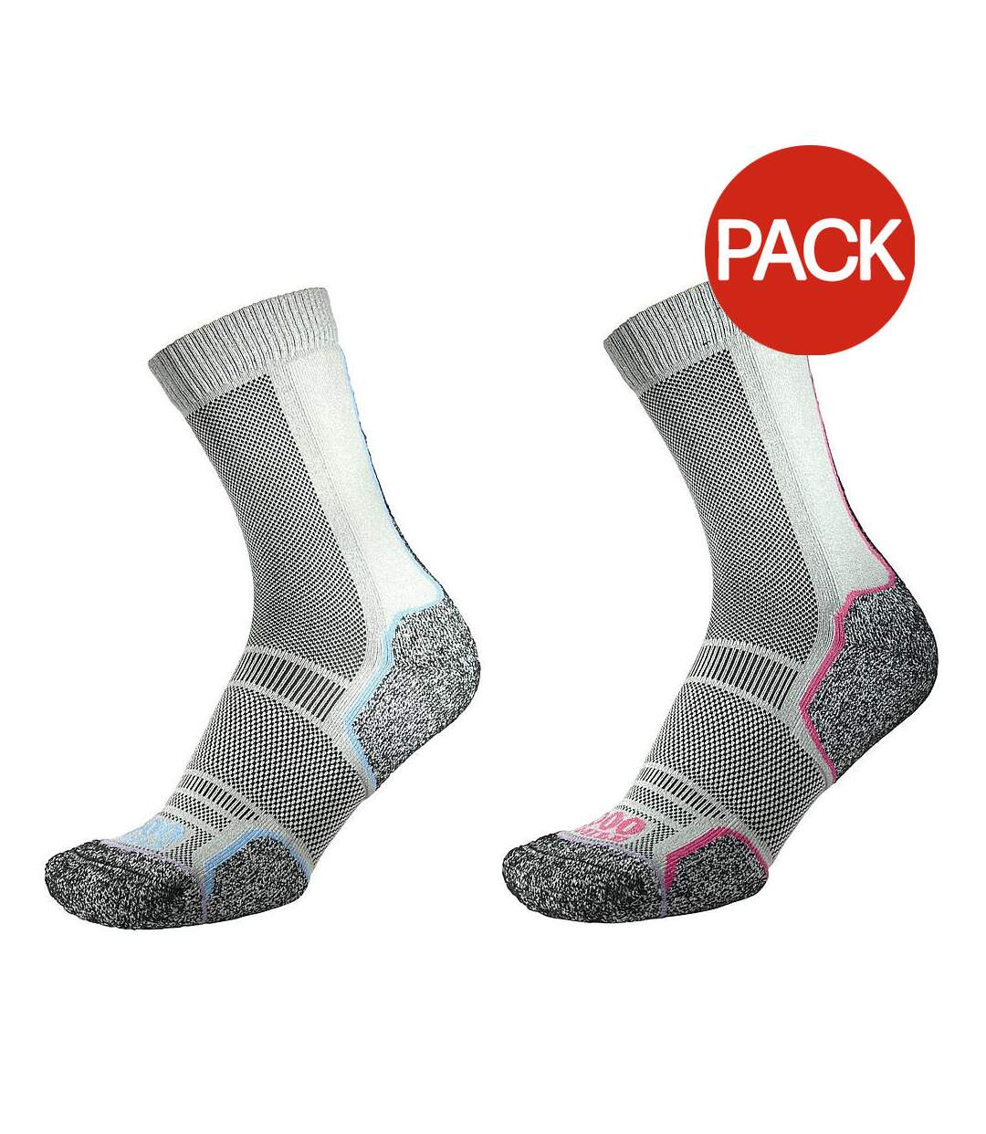 Chaussettes trek femme argenté / bleu / rose 1000 Mile-1