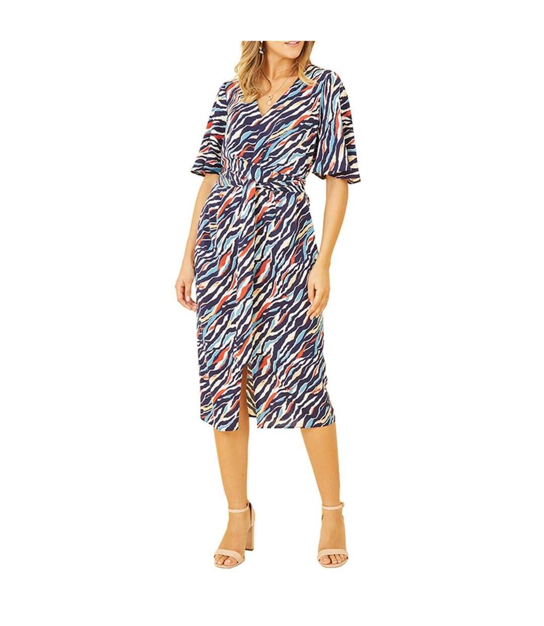 Robe Portefeuille Motif/style Imprimé Zèbre Femme Bleu Marine Yumi-1