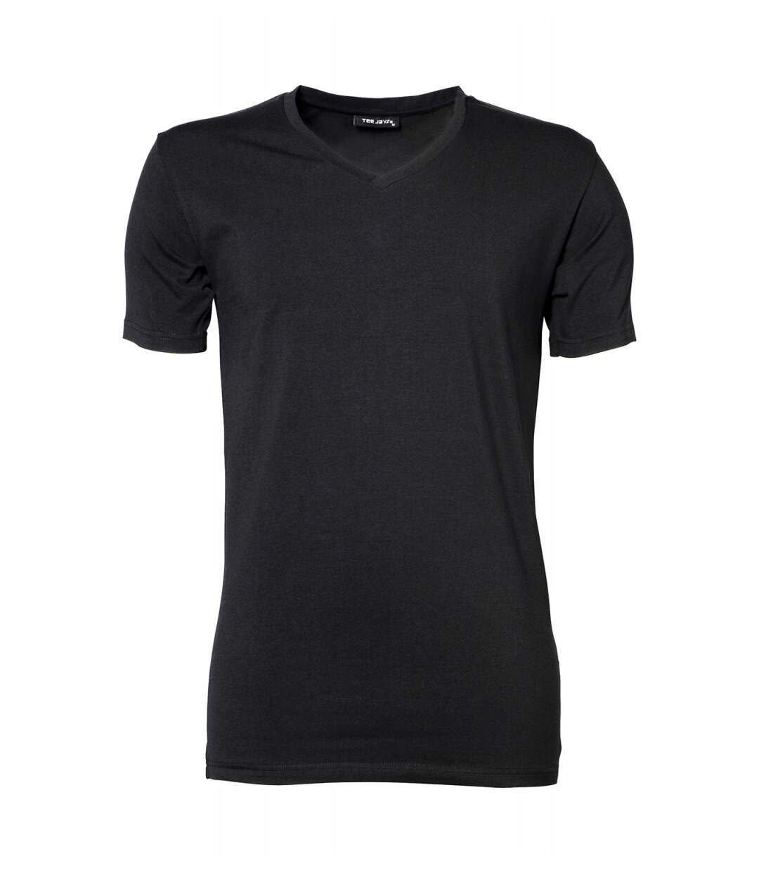 T-shirt manches courtes Homme col V stretch - 401 - noir-1