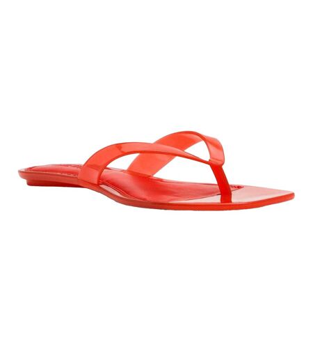 Womens/ladies Minimalist Jelly Flat Flip Flops Red Steve Madden