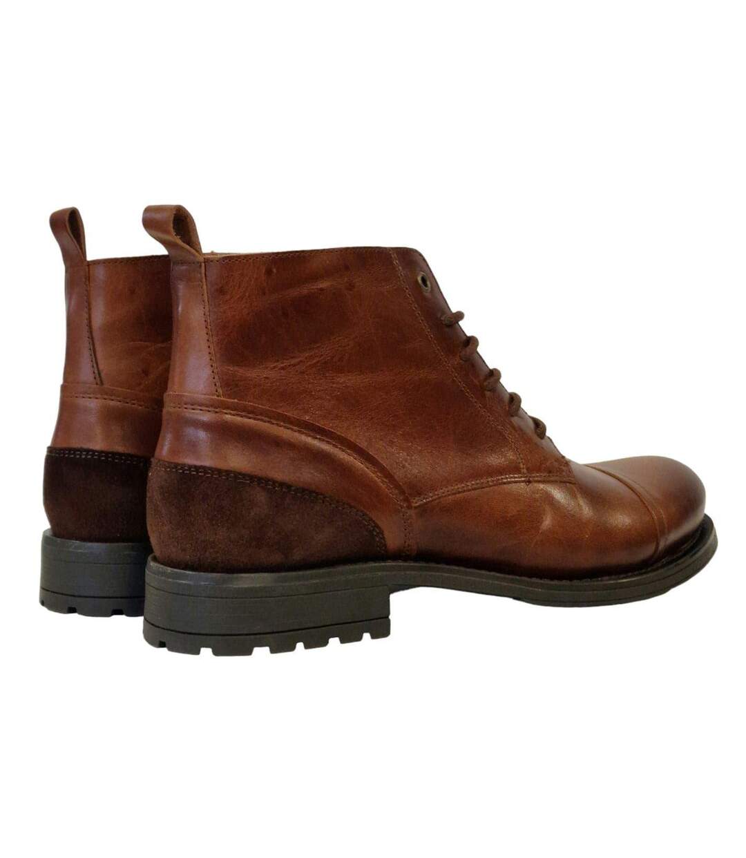 Mens Focus Leather Block Heel Boots Tan Firetrap-2