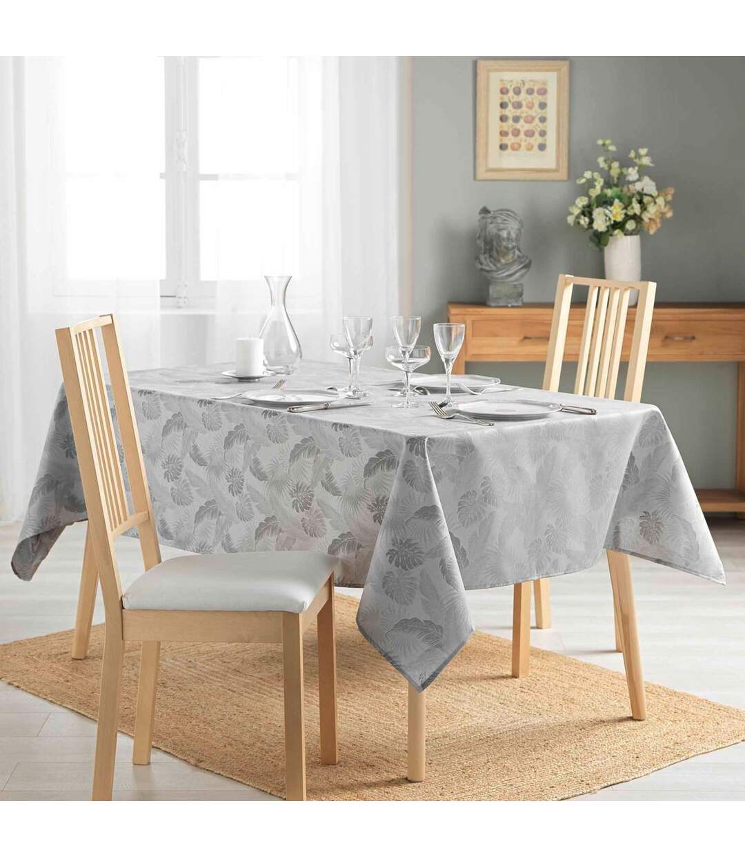 Nappe Jacquard Imprimé Enola 140x250cm Gris-4