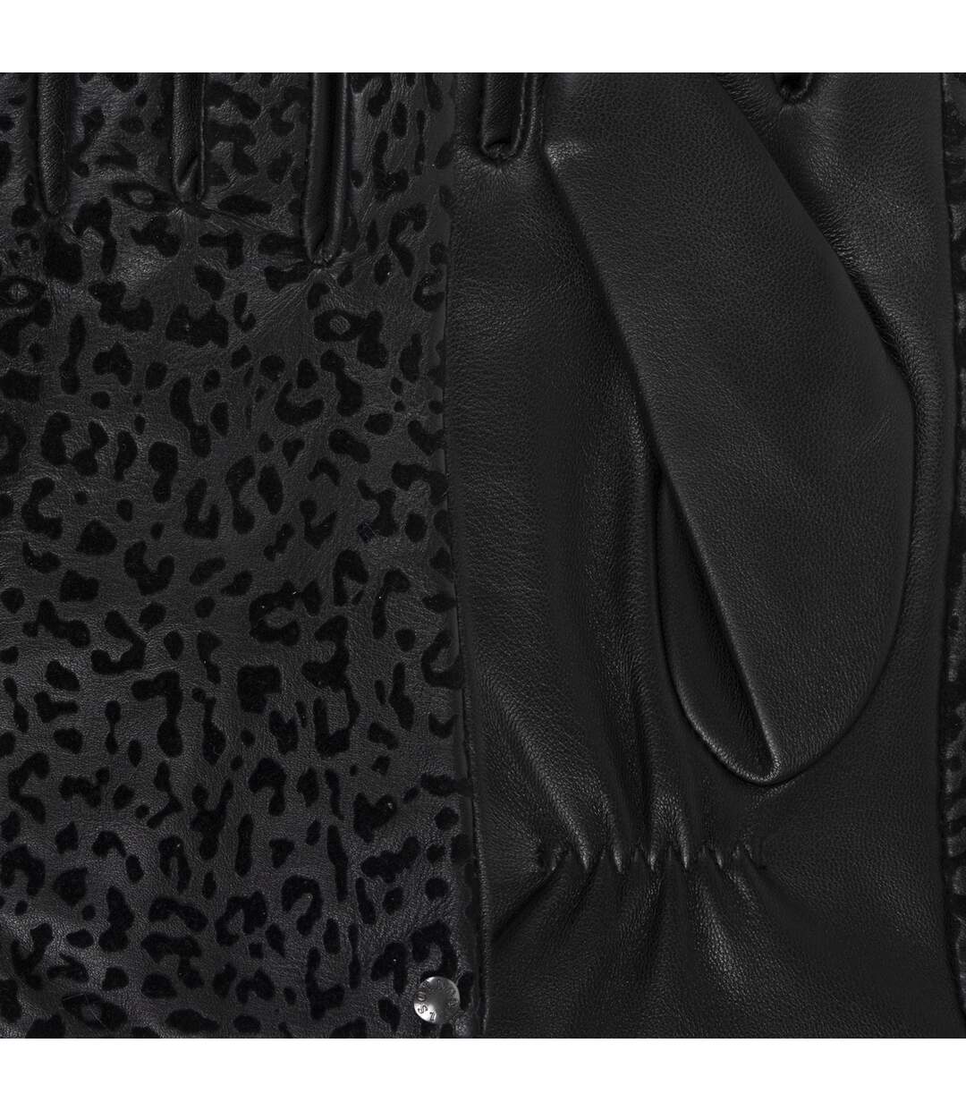 Isotoner Gants femme cuir d'agneau pleine fleur doublé microfourrure-4