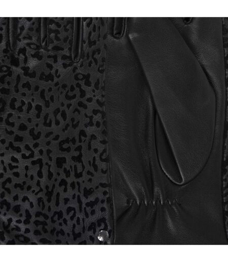 Isotoner Gants femme cuir d'agneau pleine fleur doublé microfourrure