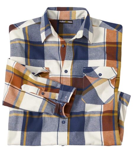 Men's Cream Checked Flannel Shirt 